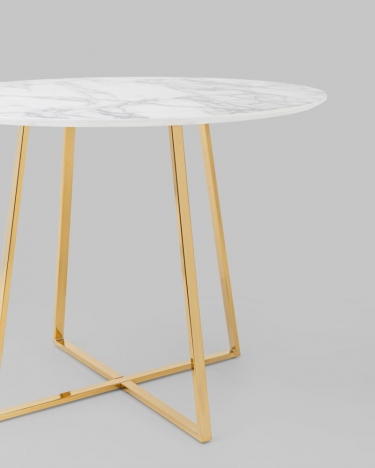 Стол обеденный Stool Group Дакота 100x100 Белый мрамор ножки золото