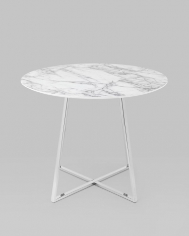 Стол обеденный Stool Group Дакота 100x100 Белый мрамор ножки хром
