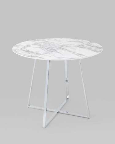 Стол обеденный Stool Group Дакота 100x100 Белый мрамор ножки хром