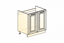 Шкаф рабочий под мойку L800 2 дв. гл. эмаль Мишель 22.42 белый/серый