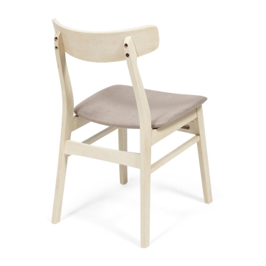 Стул Tetchair CT 8804 Rabat с мягким сиденьем дерево гевея, 52,546,578см, античный белый, ткань бежевая FG22616-16