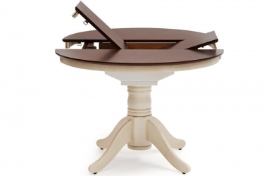 Стол обеденный раскладной Tetchair Cairo / Каир CT4260 дерево гевея, 100133х100х75см, Античный белый/Темный Дуб