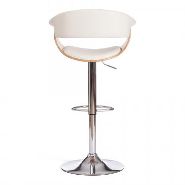 Барный стул Tetchair VIMTA mod.4021S металл/дерево/экокожа, 60х51х91,5-112,5 см, высота сиденья 61,5-82,5 см, белый/натуральный/хром