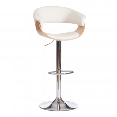 Барный стул Tetchair VIMTA mod.4021S металл/дерево/экокожа, 60х51х91,5-112,5 см, высота сиденья 61,5-82,5 см, белый/натуральный/хром