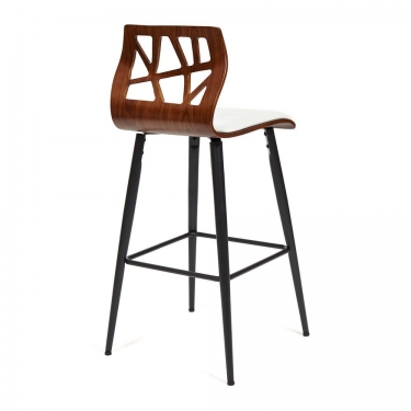 Барный стул Tetchair TAIGA mod.4042B дерево / экокожа, 47х48х102 см, высота сиденья 74 см, орех/белый