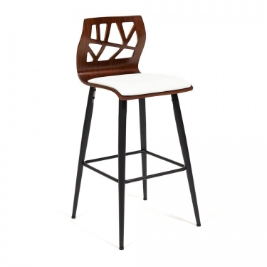Барный стул Tetchair TAIGA mod.4042B дерево / экокожа, 47х48х102 см, высота сиденья 74 см, орех/белый
