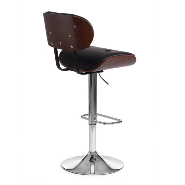 Барный стул Tetchair DRAKAR mod.4050 металл/дерево/экокожа, 51х56х95-116 см, высота сиденья 65-87 см, черный/орех/хром