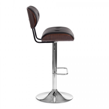 Барный стул Tetchair DRAKAR mod.4050 металл/дерево/экокожа, 51х56х95-116 см, высота сиденья 65-87 см, черный/орех/хром
