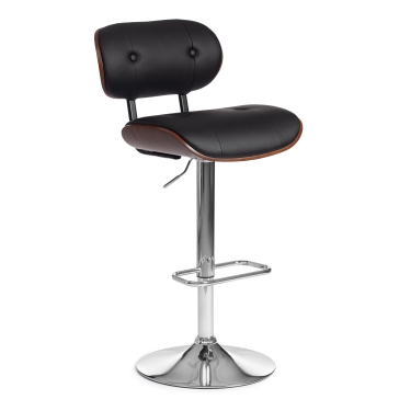 Барный стул Tetchair DRAKAR mod.4050 металл/дерево/экокожа, 51х56х95-116 см, высота сиденья 65-87 см, черный/орех/хром
