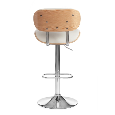 Барный стул DRAKAR mod.4050 Tetchair DRAKAR mod.4050 металл/дерево/экокожа, 51х56х95-116 см, высота сиденья 65-87 см, белый/нат/хром