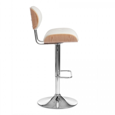Барный стул DRAKAR mod.4050 Tetchair DRAKAR mod.4050 металл/дерево/экокожа, 51х56х95-116 см, высота сиденья 65-87 см, белый/нат/хром