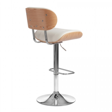 Барный стул DRAKAR mod.4050 Tetchair DRAKAR mod.4050 металл/дерево/экокожа, 51х56х95-116 см, высота сиденья 65-87 см, белый/нат/хром