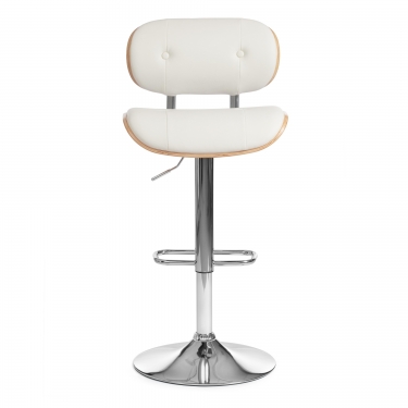 Барный стул DRAKAR mod.4050 Tetchair DRAKAR mod.4050 металл/дерево/экокожа, 51х56х95-116 см, высота сиденья 65-87 см, белый/нат/хром