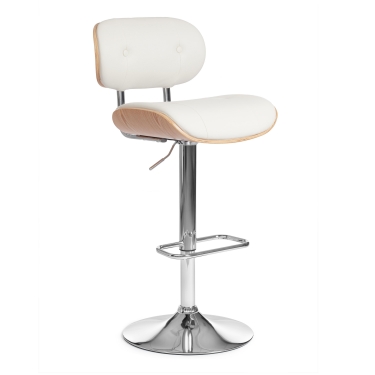 Барный стул DRAKAR mod.4050 Tetchair DRAKAR mod.4050 металл/дерево/экокожа, 51х56х95-116 см, высота сиденья 65-87 см, белый/нат/хром