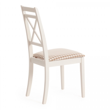 Стул Tetchair Picasso PC-SC дерево гевея, 45х53х97см, ivory white слоновая кость 2-5, ткань клетка мелкая S505-18