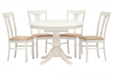 Стол обеденный Tetchair LEONARDO Леонардо дерево гевея/мдф, Dia 107 + 46 x 76 cm, pure white 402