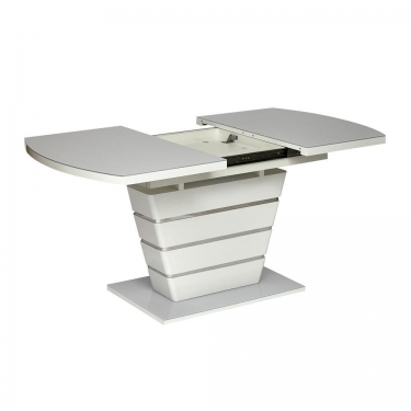 Стол Tetchair SCHNEIDER mod. 0704 мдф high glossy, закаленное стекло, 140/180x80x75см, белый
