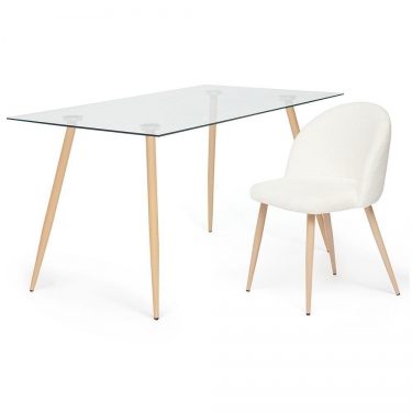 Стол Tetchair SOPHIA mod. 5003 металл/стекло 8мм, 140 х 80 х 75 см, бук/прозрачный