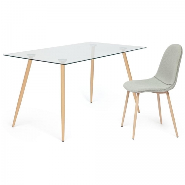 Стол Tetchair SOPHIA mod. 5003 металл/стекло 8мм, 140 х 80 х 75 см, бук/прозрачный