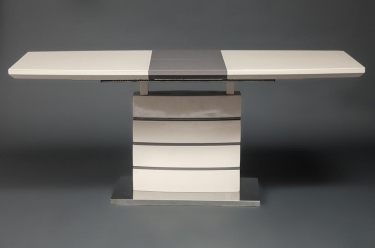 Стол Tetchair WOLF mod. 8053-2 мдф high gloss, закаленное стекло, 120/160x80x76см, слоновая кость/латте