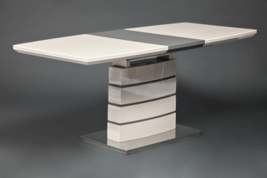 Стол Tetchair WOLF mod. 8053-2 мдф high gloss, закаленное стекло, 120/160x80x76см, слоновая кость/латте