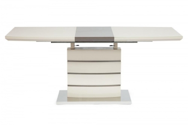 Стол Tetchair WOLF mod. 8053-2 мдф high gloss, закаленное стекло, 120/160x80x76см, слоновая кость/латте
