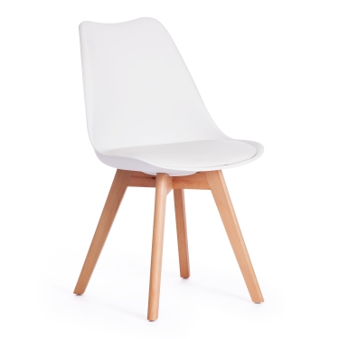 Стул Tetchair TULIP mod. 73 дерево/пластик/ПУ, 48.552.583cм, белый