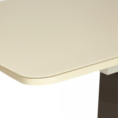 Стол Tetchair BRUGGE mod.EDT-VE001 мдф high glossy, закаленное стекло, 120/150х80х75см, слоновая кость/латте