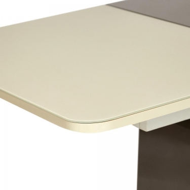 Стол Tetchair BRUGGE mod.EDT-VE001 мдф high glossy, закаленное стекло, 120/150х80х75см, слоновая кость/латте