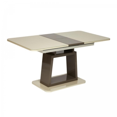 Стол Tetchair BRUGGE mod.EDT-VE001 мдф high glossy, закаленное стекло, 120/150х80х75см, слоновая кость/латте
