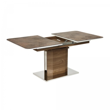 Стол Tetchair RADCLIFFE Mod. EDT-VG002 мдф high glossy, закаленное стекло, 120/150x80x75, коричневый, стекло burning stone