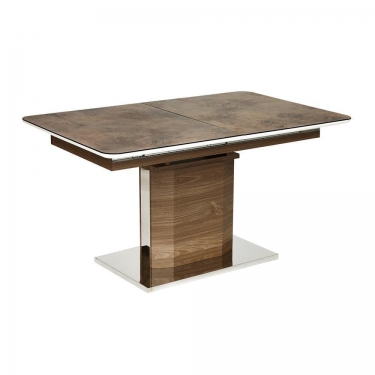 Стол Tetchair RADCLIFFE Mod. EDT-VG002 мдф high glossy, закаленное стекло, 120/150x80x75, коричневый, стекло burning stone