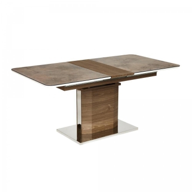 Стол Tetchair RADCLIFFE Mod. EDT-VG002 мдф high glossy, закаленное стекло, 120/150x80x75, коричневый, стекло burning stone
