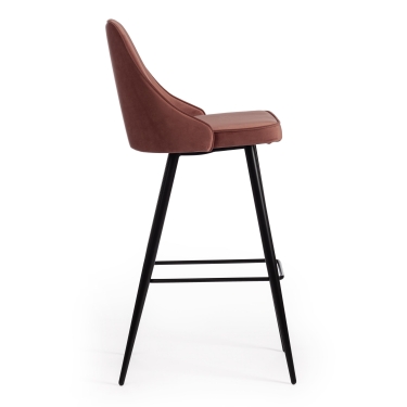 Стул барный Tetchair KISH mod. 714 ткань/металл, 50х57х110 см, высота до сиденья 78 см, коралловый barkhat 15 /черный