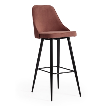 Стул барный Tetchair KISH mod. 714 ткань/металл, 50х57х110 см, высота до сиденья 78 см, коралловый barkhat 15 /черный