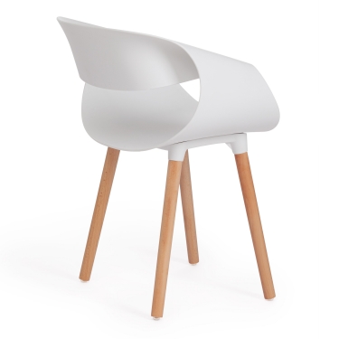 Стул Tetchair QXX mod. C1058 пластик/дерево, 54 х 56 х 78 см, белый 018 /натуральный
