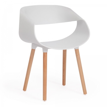 Стул Tetchair QXX mod. C1058 пластик/дерево, 54 х 56 х 78 см, белый 018 /натуральный
