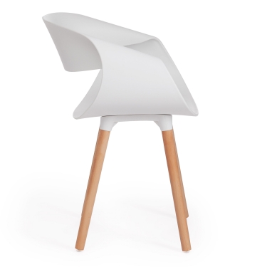 Стул Tetchair QXX mod. C1058 пластик/дерево, 54 х 56 х 78 см, белый 018 /натуральный