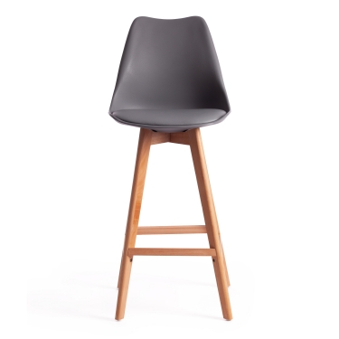 Стул барный Tetchair TULIP BAR mod. C1014H пластик/дерево, 57 х 48 х 104 см, серый 024 /натуральный