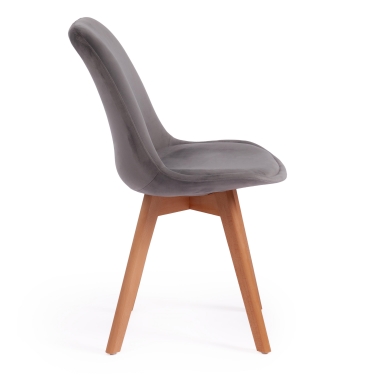 Стул Tetchair TULIP SOFT mod. 74 вельвет/дерево , 54 х 47 х 83 см , светло-серый HLR19/натуральный
