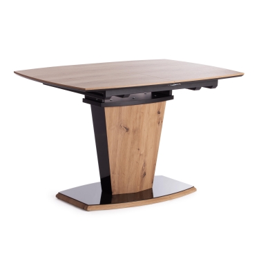 Стол Tetchair FANCY МДФ HPL/стекло, 120-160х85х75 см, Дуб артисан/Черный