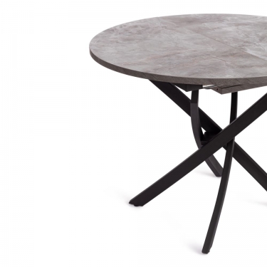 Стол Tetchair MANZANA ЛДСП/HPL/металл, 100 х 100+30 х 75 см, Кварцит светлый/черный