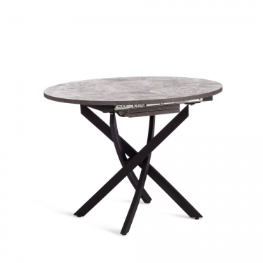 Стол Tetchair MANZANA ЛДСП/HPL/металл, 100 х 100+30 х 75 см, Кварцит светлый/черный