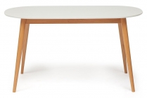 Стол обеденный Tetchair MAX Макс основание бук, столешница мдф, 140 х 80 х 75см, Белый+Натуральный Бук