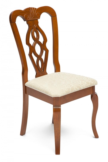 Стул Tetchair Афродита/ Aphrodite дерево гевея, 46х54х99см, Espresso дуб в красноту, ткань кремовая с рисунком 3321