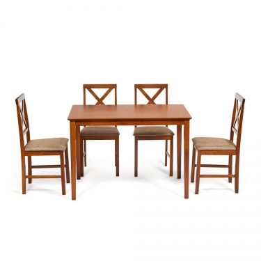 Обеденный комплект Хадсон стол + 4 стула Tetchair Хадсон стол + 4 стула/ Hudson Dining Set дерево гевея/мдф, стол 110х70х75см / стул 44х42х89см, Espresso, ткань