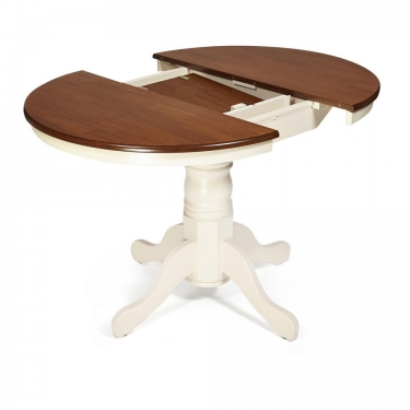 Стол Tetchair NAVARRESE mod. E-R36R+12AV NMO-2A дерево гевея/мдф, 90+30х76см, rustic oak+cream дуб+кремовый