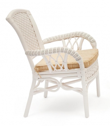 Комплект обеденный Tetchair ANDREA стол со стеклом + 4 кресла + подушки TCH White белый, Ткань рубчик, цвет кремовый
