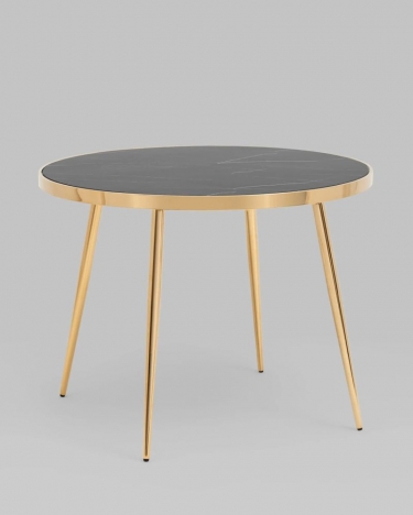 Стол обеденный Stool Group Гелиос 100100 стекло черный мрамор сталь Золото