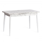 Стол обеденный Tetchair ALTA mod. 1183 ЛДСП+меламин/металл, 120+30 х 70 х 75 см, белый мрамор/белый